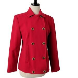 Harve Benard Womens Wool Coat Red Short‎ Peacoat Jacket Dressy Classic Size 4
